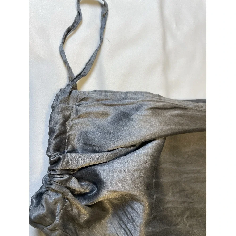 Free People Womens Size 8 Gray Silk Blend Pants Drawstring Hem‎ Boho Y2K Relaxed